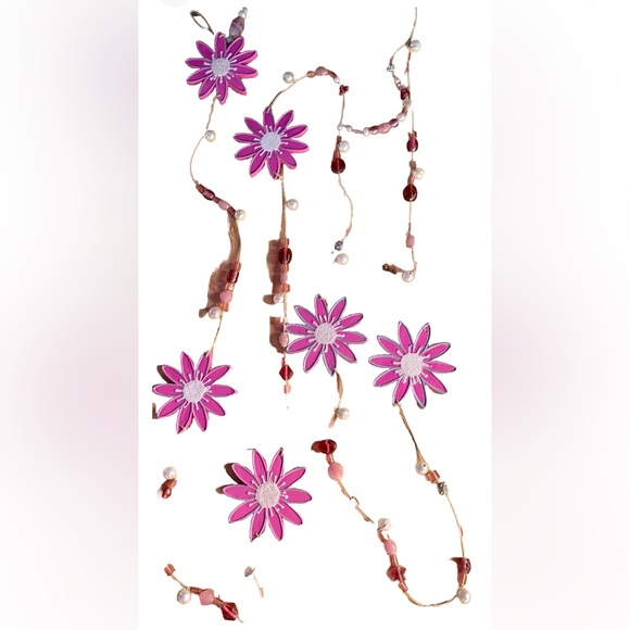 Pink Flower Beaded 84” Garland Strand - Picture 2 of 12